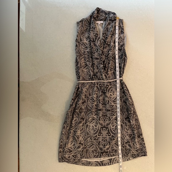 Aritzia WILFRED Sabine Paisley Lace Print Silk Crepe Faux Wrap Mini Dress - Picture 5 of 7